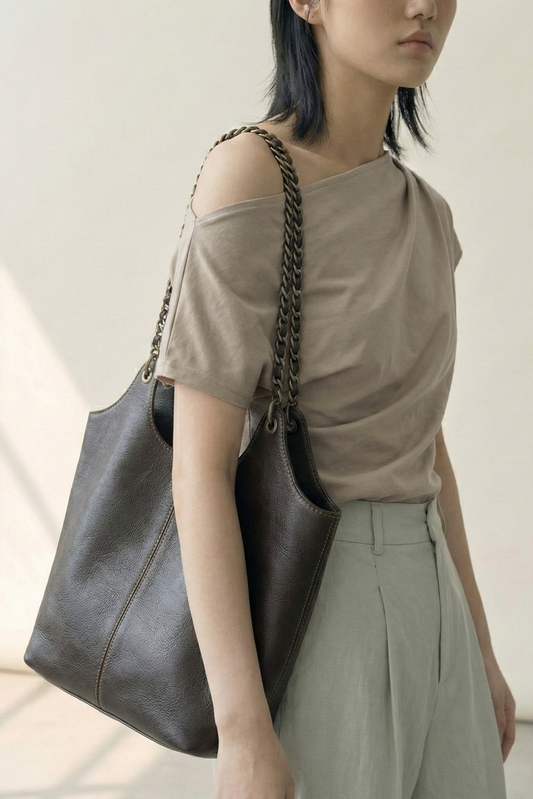 Asym Fold • Ruched One-Shoulder Tee