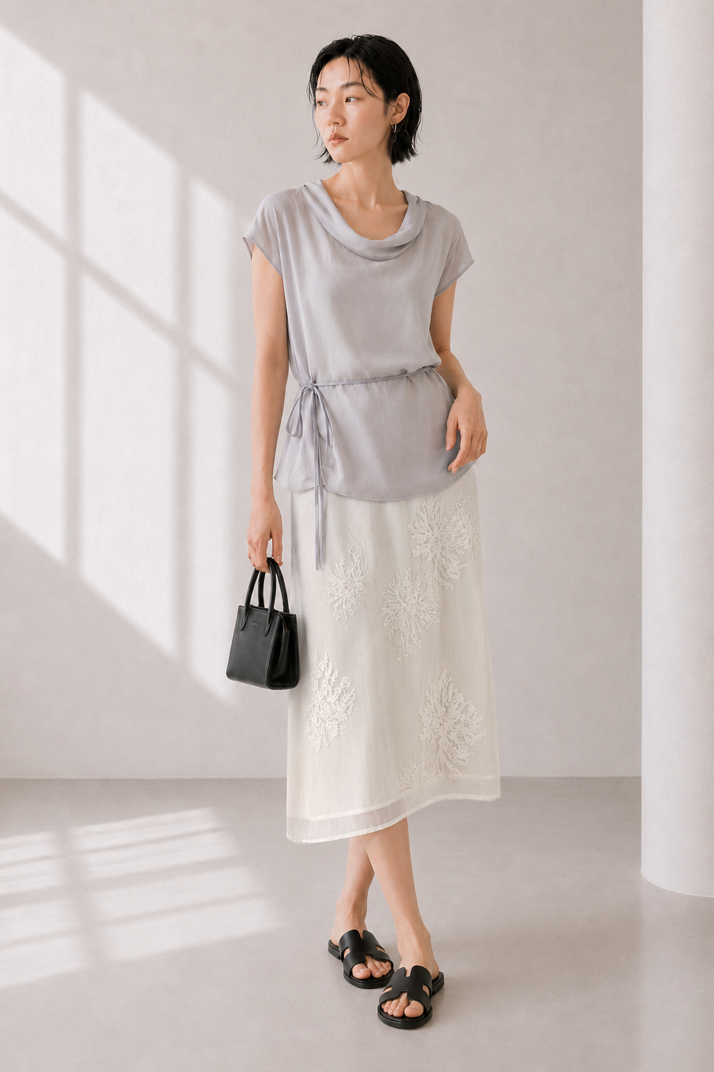 Petal Veil • Sheer Midi Skirt