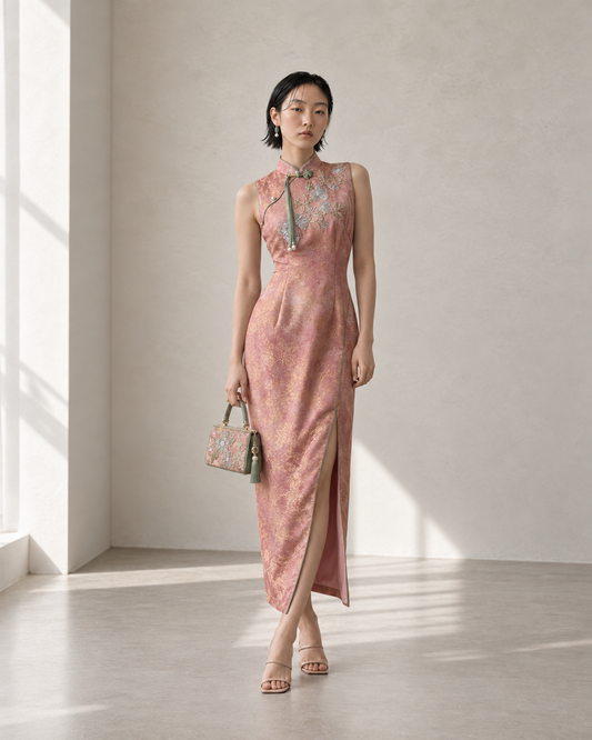 Jade Whisper • Embroidered Qipao Dress