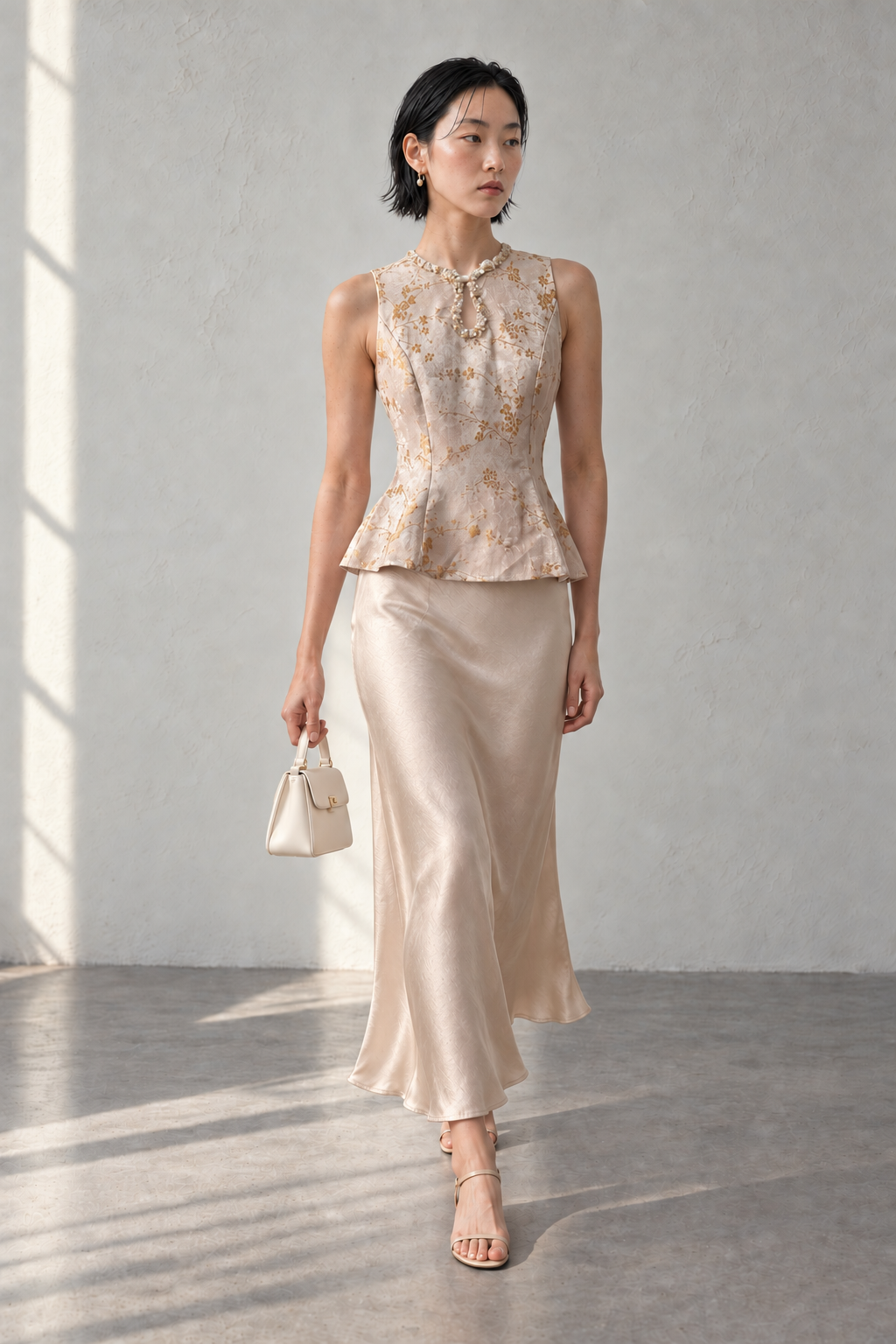 Gilded Poise • Jacquard Peplum Set