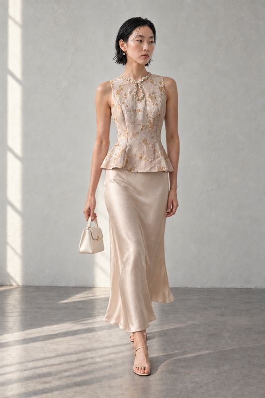 Gilded Poise • Jacquard Peplum Set