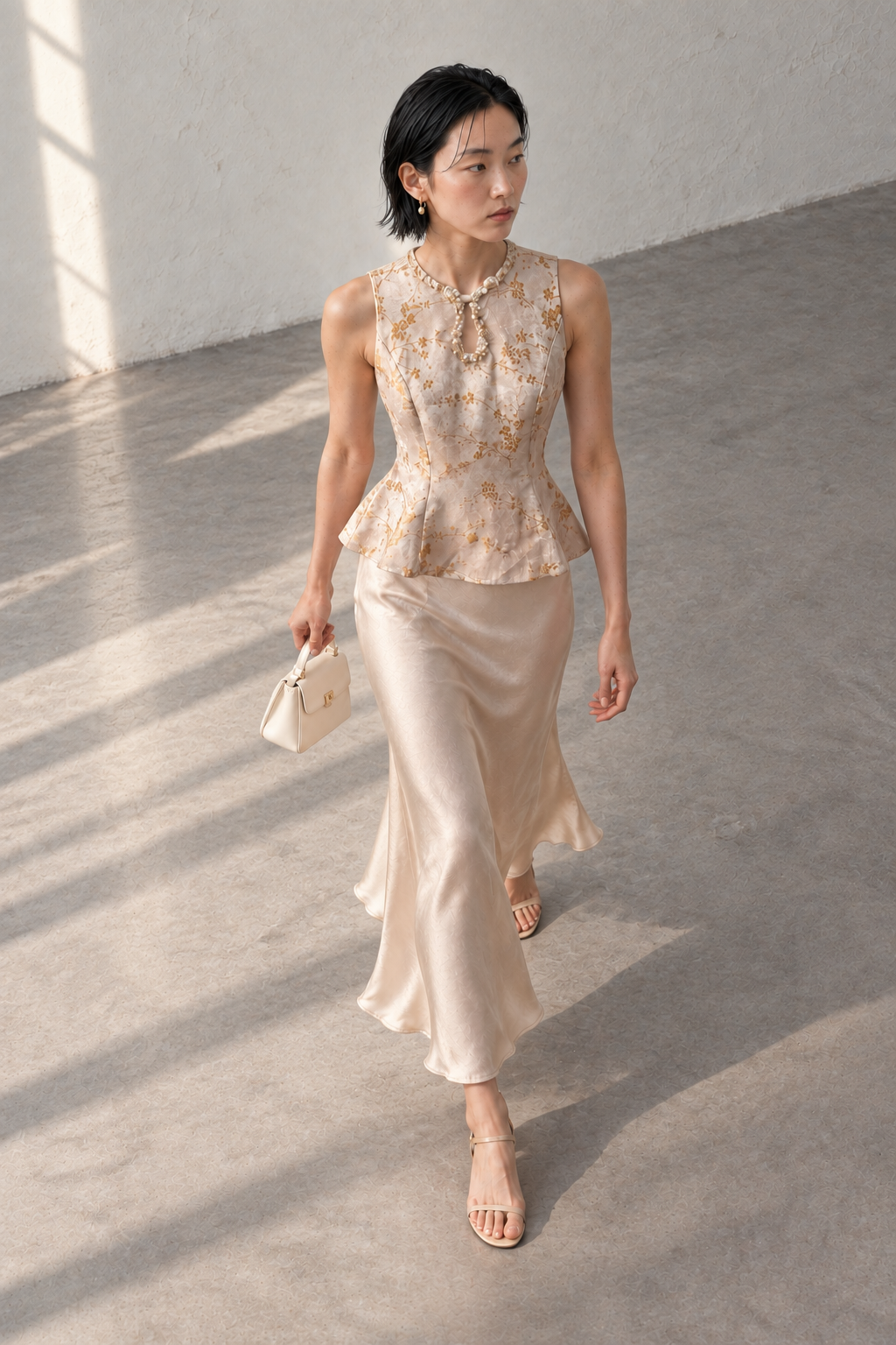 Gilded Poise • Jacquard Peplum Set