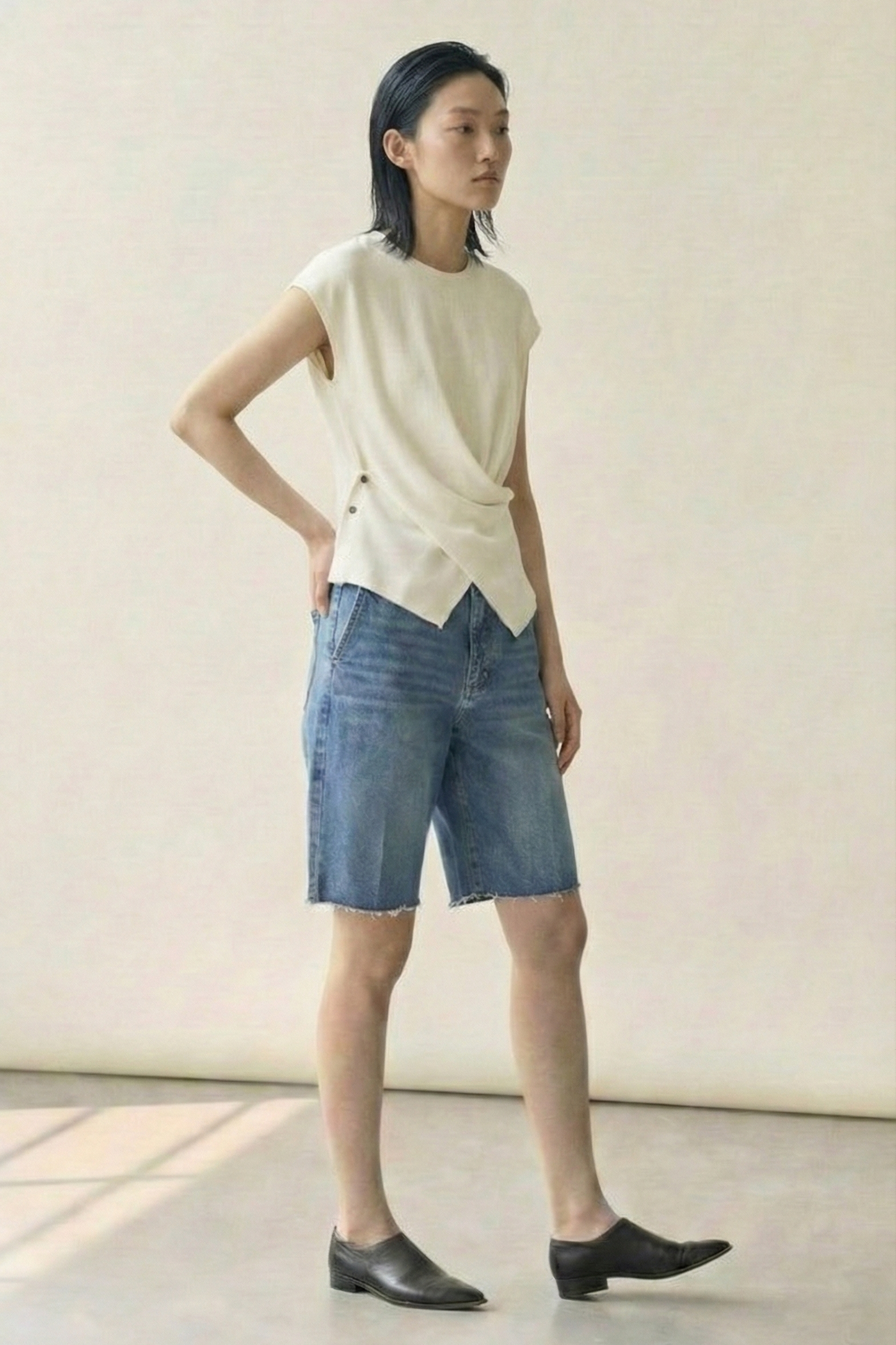 Clean Line • Korean Chic Denim Bermuda Shorts