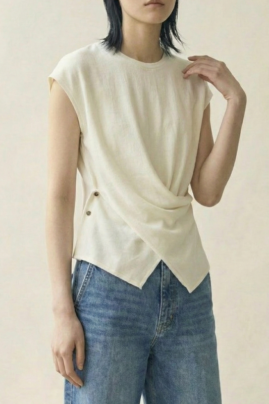 Crossed Grace • French Asymmetric Knit Tee
