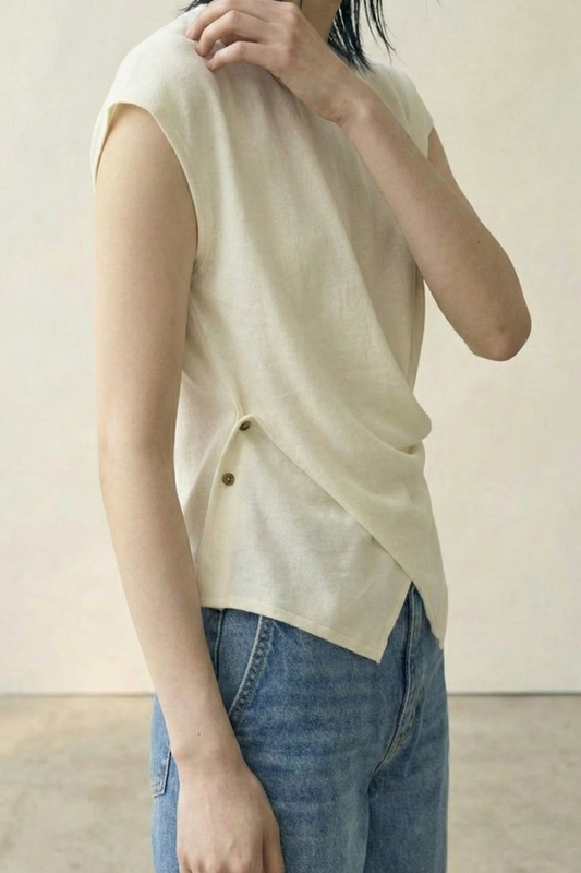 Crossed Grace • French Asymmetric Knit Tee