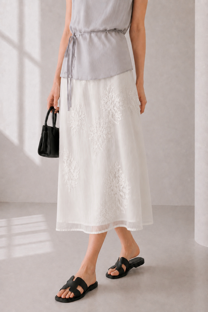 Petal Veil • Sheer Midi Skirt