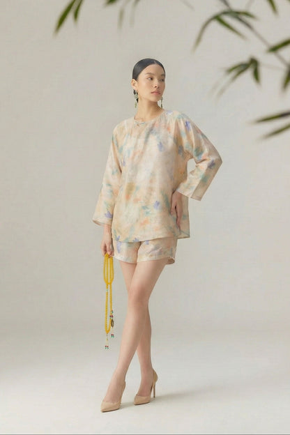 Ease Knot • Neo-Chinese Wrap Shirt & Shorts Set