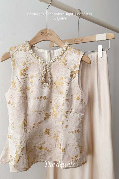 Gilded Poise • Jacquard Peplum Set