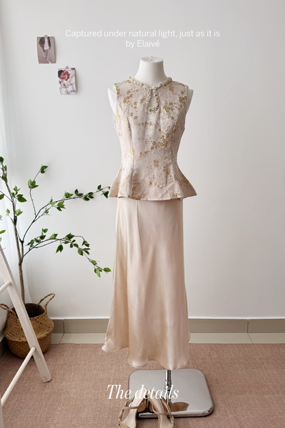 Gilded Poise • Jacquard Peplum Set