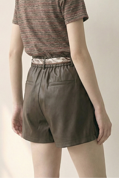 Light Attitude • High-Waist Faux Leather A-Line Shorts