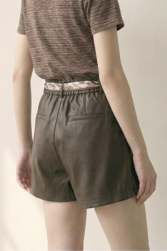 Light Attitude • High-Waist Faux Leather A-Line Shorts