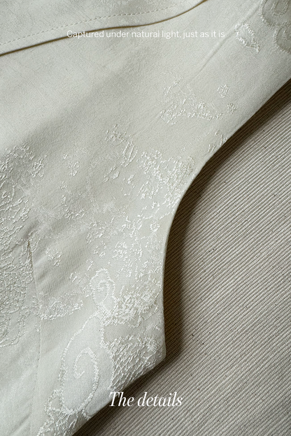 Quiet Jacquard • Neo-Chinese Vest & Wide-Leg Pants Set