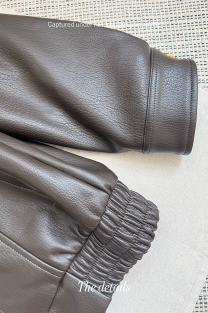 Quiet Utility • Faux Leather Jacket & Mini Skort Set • Jacket