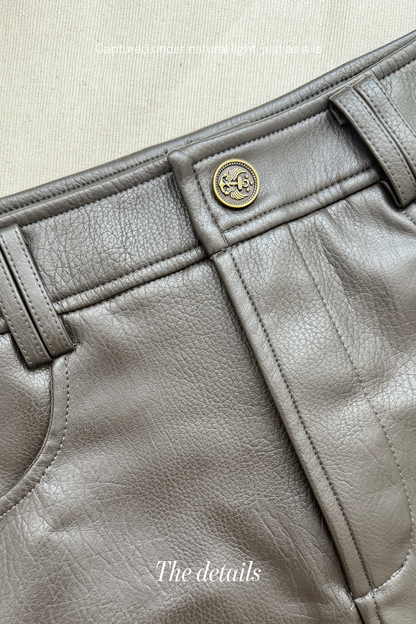 Quiet Utility • Faux Leather Jacket & Mini Skort Set • Skort