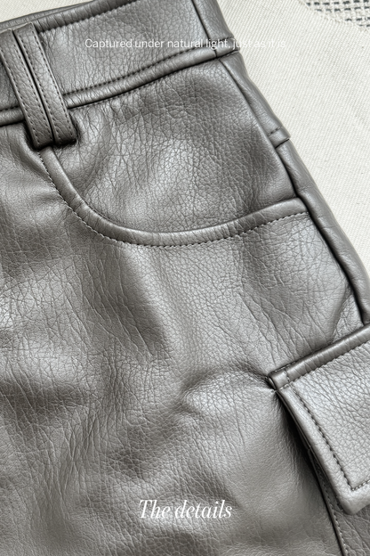 Quiet Utility • Faux Leather Jacket & Mini Skort Set • Skort