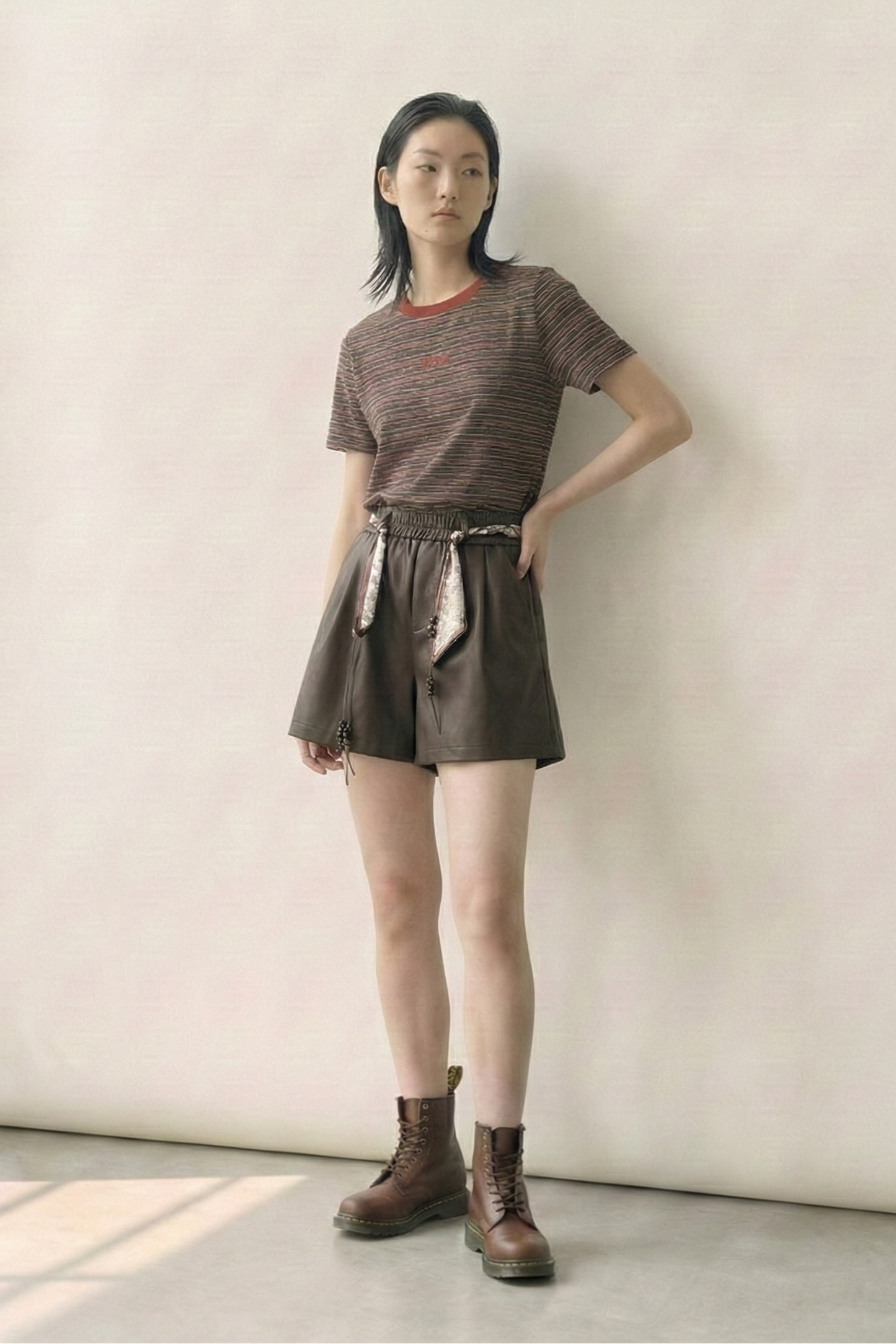 Light Attitude • High-Waist Faux Leather A-Line Shorts