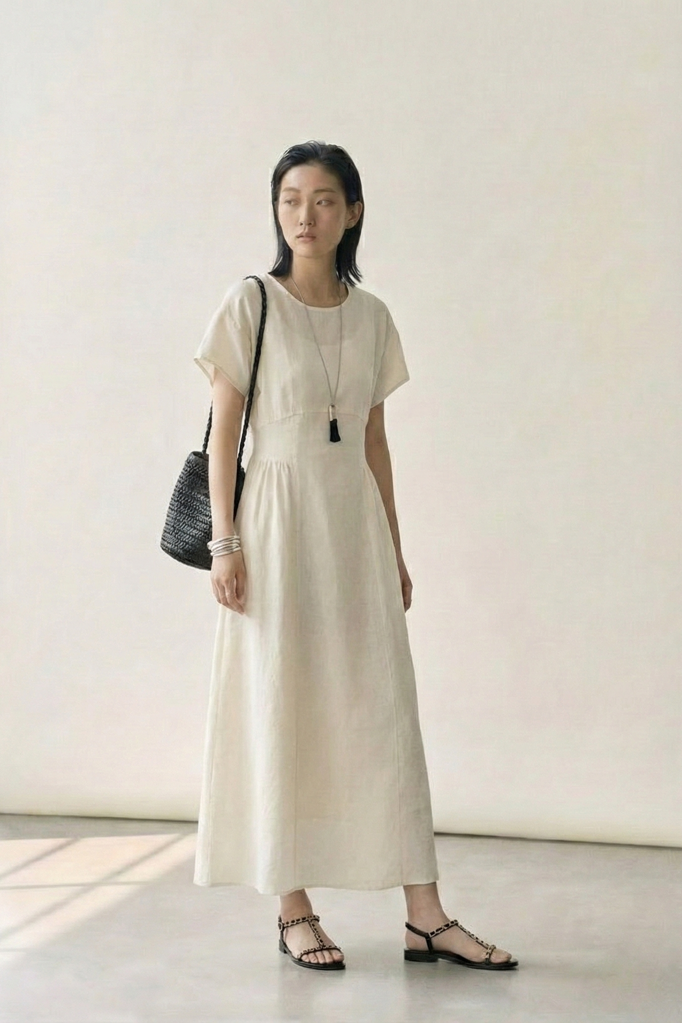 Soft Flow • Korean Tie-Waist Flare Dress