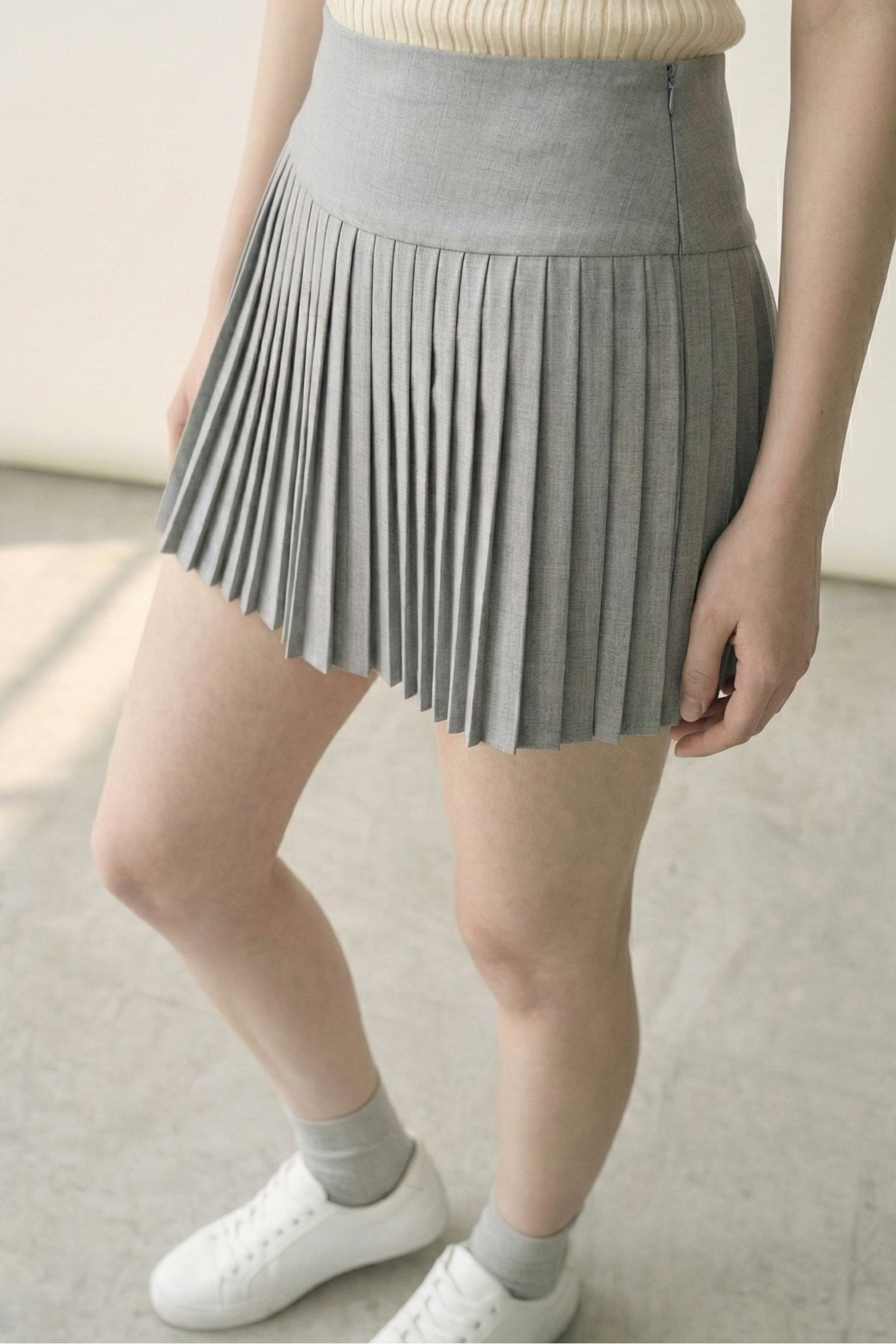 Soft Pleat • Korean Chic Wool A-Line Mini Skirt