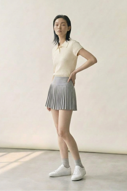 Soft Pleat • Korean Chic Wool A-Line Mini Skirt