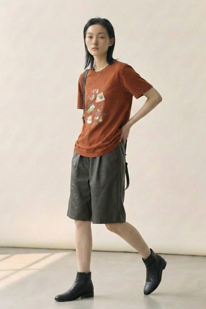 Soft Edge • High-Waist Faux Leather Bermuda Shorts