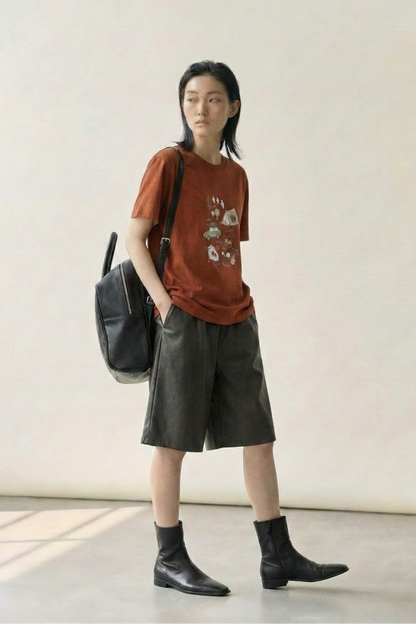 Soft Edge • High-Waist Faux Leather Bermuda Shorts