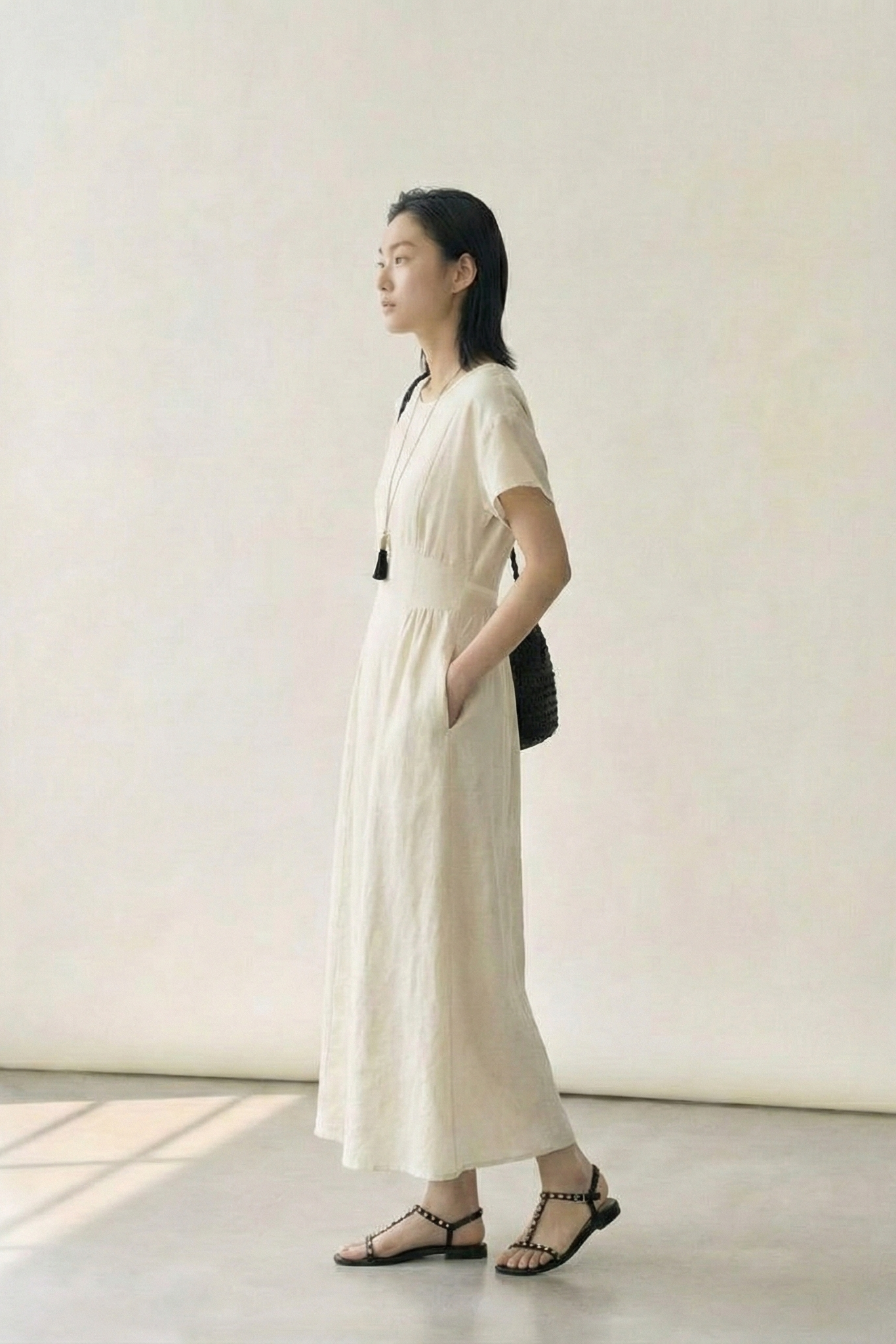 Soft Flow • Korean Tie-Waist Flare Dress