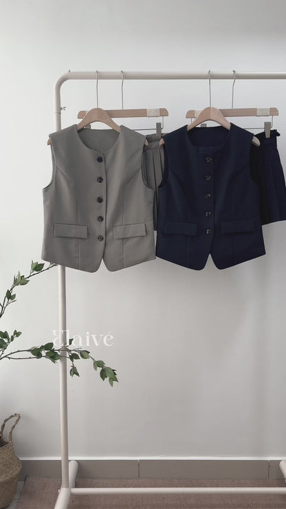 Grace Poise • French Chic Vest & Pleated Skirt Set