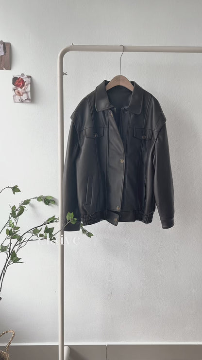 Quiet Utility • Faux Leather Jacket & Mini Skort Set • Jacket