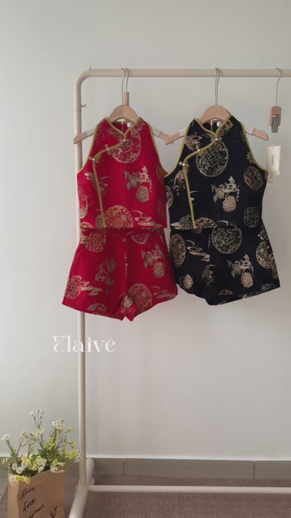 Soft Balance • Neo-Chinese Sleeveless Shorts Set