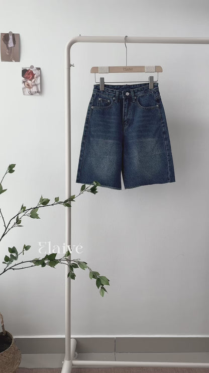 Clean Line • Korean Chic Denim Bermuda Shorts