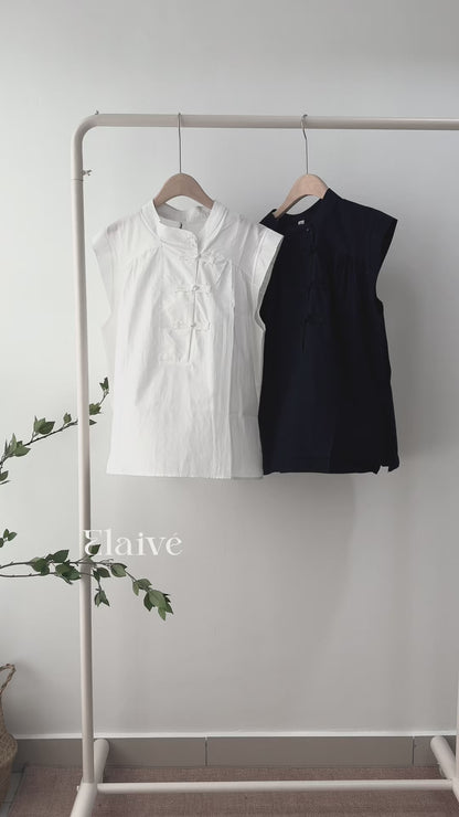 Soft Knot • Neo-Chinese Flutter-Sleeve Top