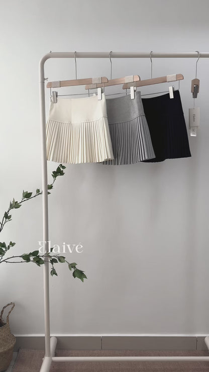 Soft Pleat • Korean Chic Wool A-Line Mini Skirt