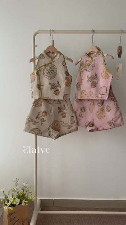 Soft Balance • Neo-Chinese Sleeveless Shorts Set