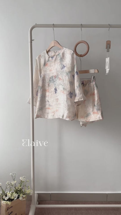 Ease Knot • Neo-Chinese Wrap Shirt & Shorts Set