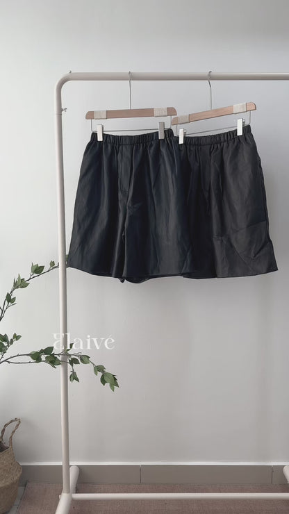Soft Edge • High-Waist Faux Leather Bermuda Shorts